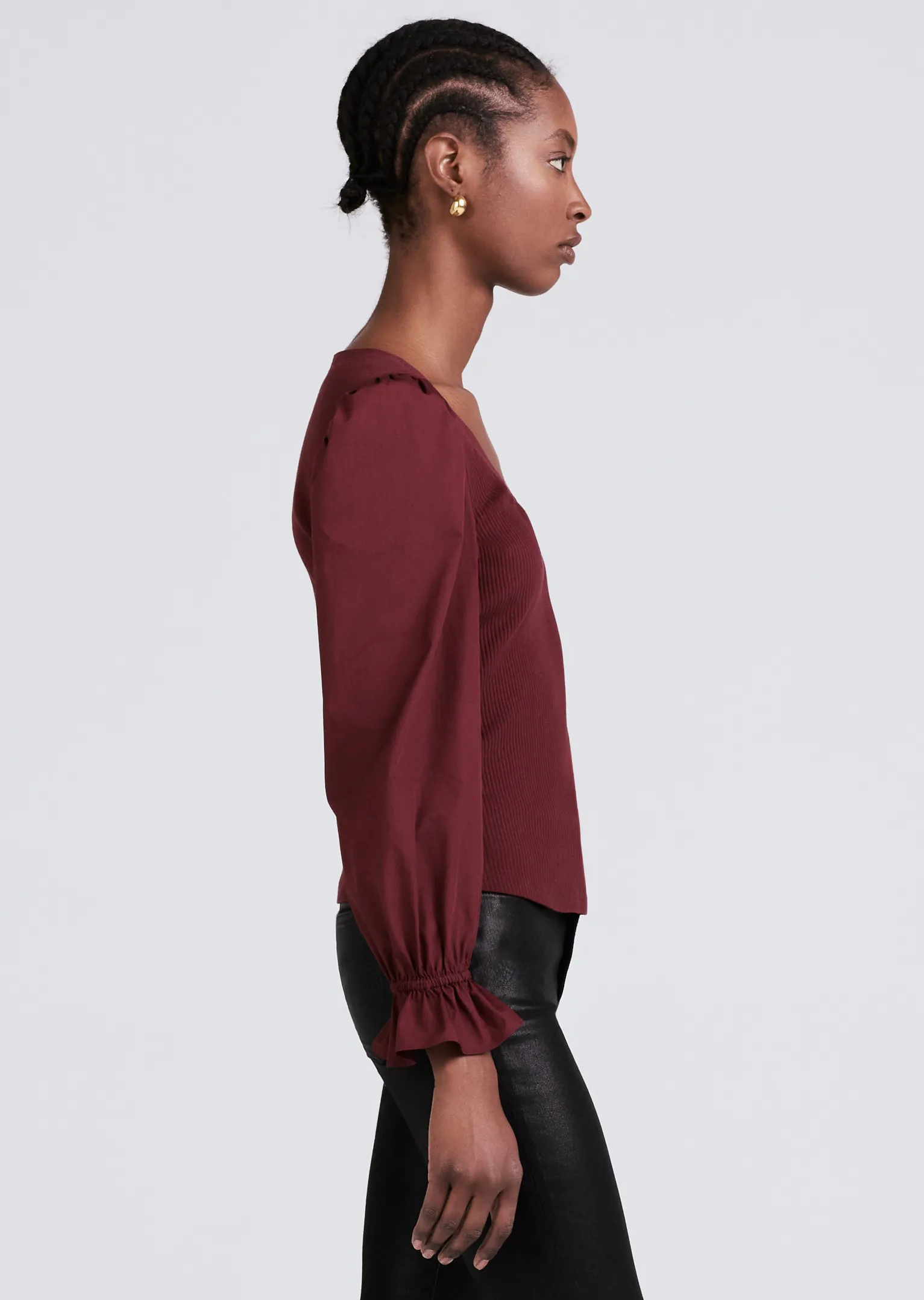 Women Derek Lam Tops<Aishah Scoop Neck Long Sleeve Ribbed Top