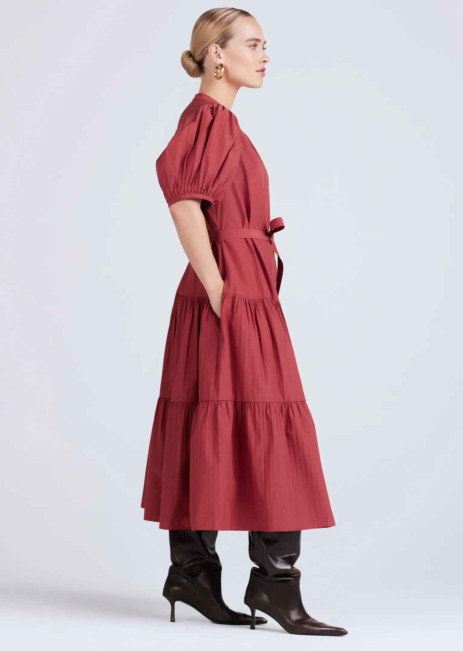 Women Derek Lam Dresses & Skirts<Alexandra Puff Sleeve Shirt Midi Dress