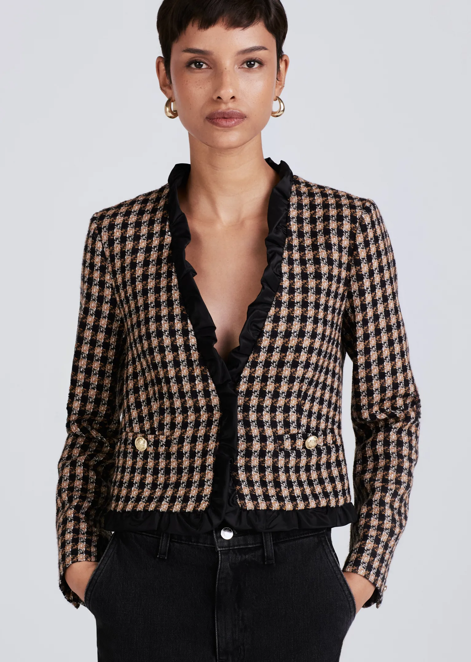 Women Derek Lam Jackets & Coats<Betti Twisted Ruffle Trim Jacket