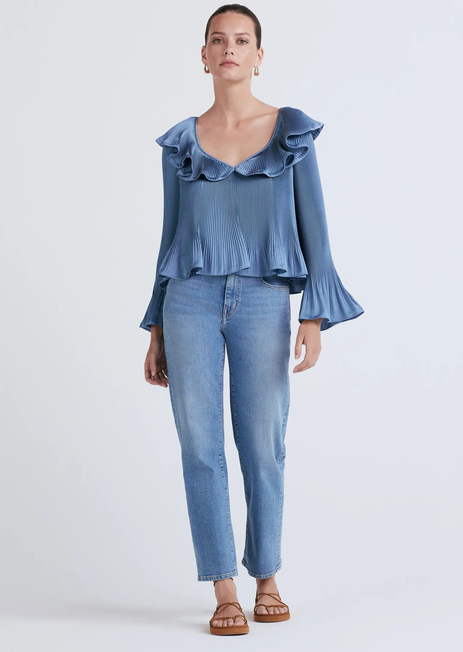 Women Derek Lam Tops<Charis Pleated Ruffle Blouse