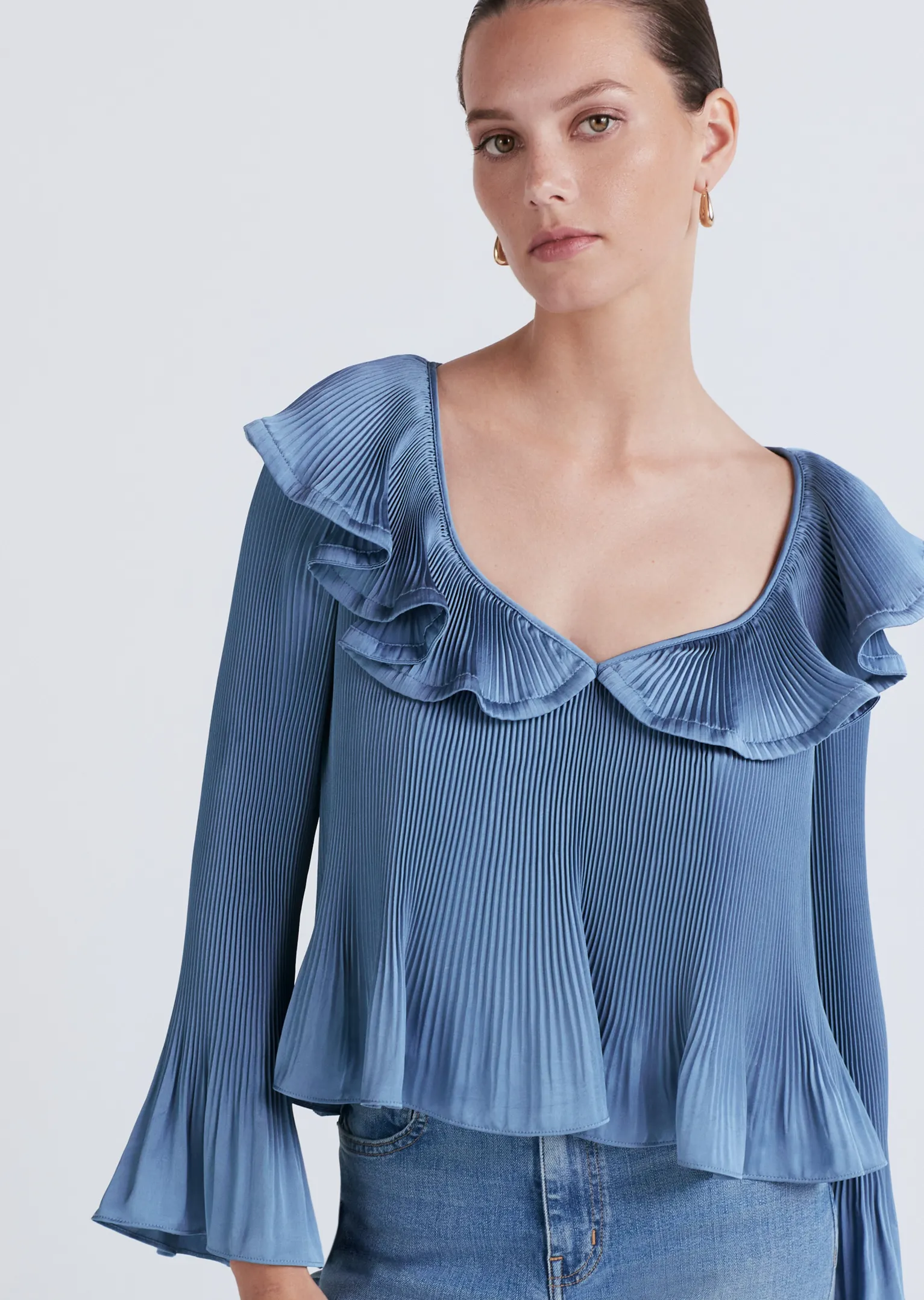 Women Derek Lam Tops<Charis Pleated Ruffle Blouse