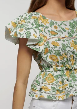 Women Derek Lam Tops<Delphine Boat Neck Ruffle Blouse