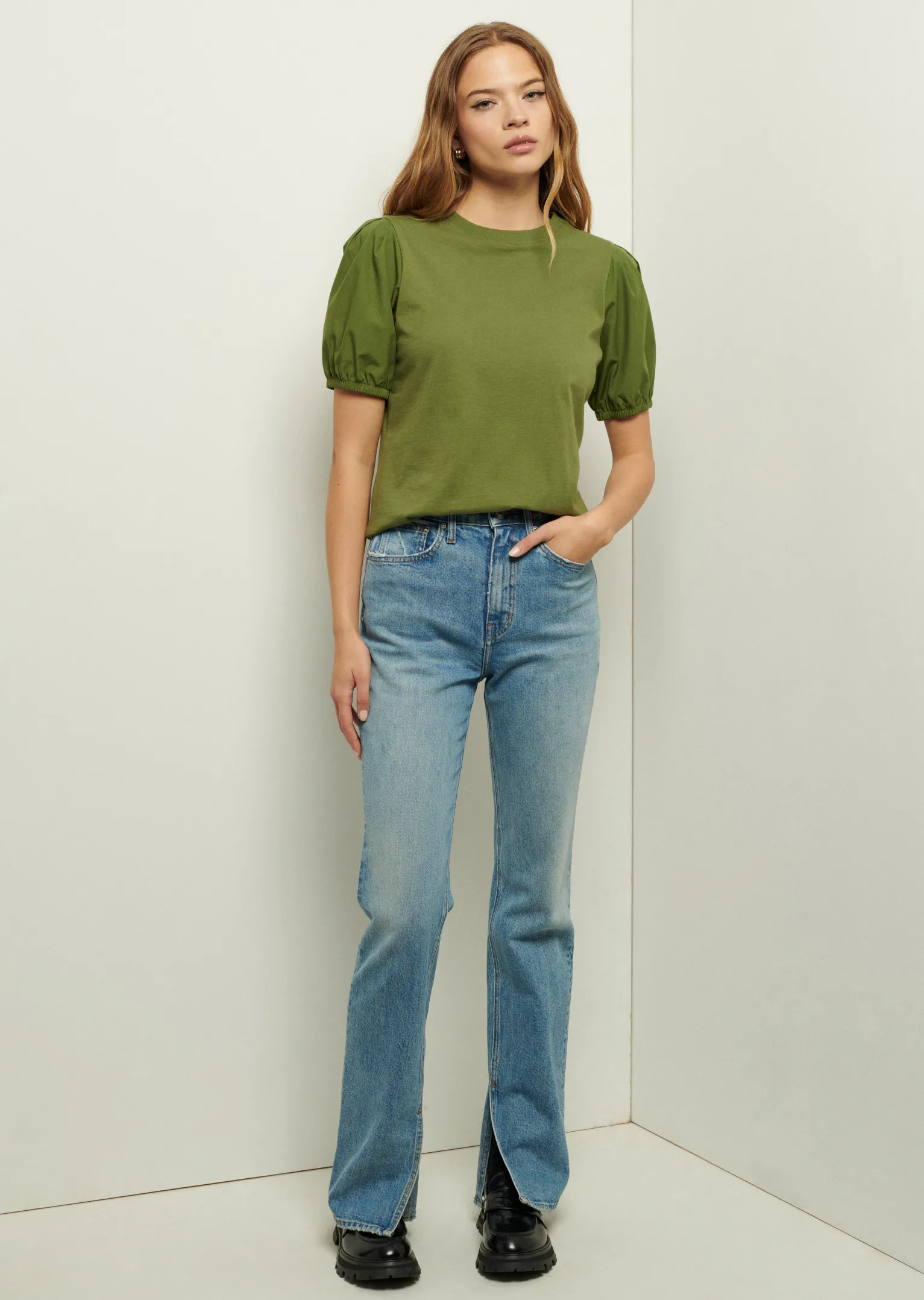 Women Derek Lam Essentials<Eva Puff Sleeve T-Shirt