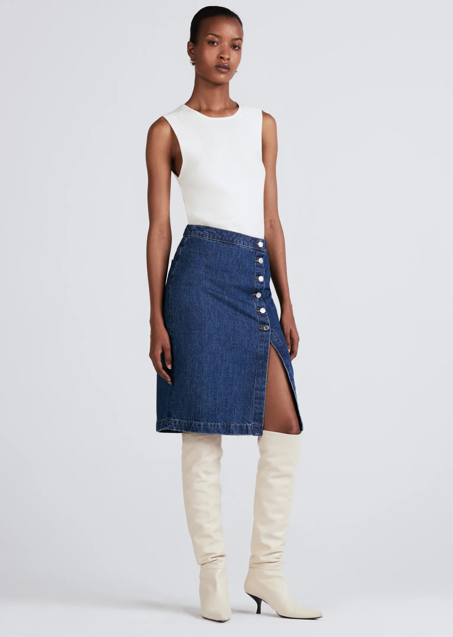 Women Derek Lam Denim<Felicity High Rise Midi Skirt