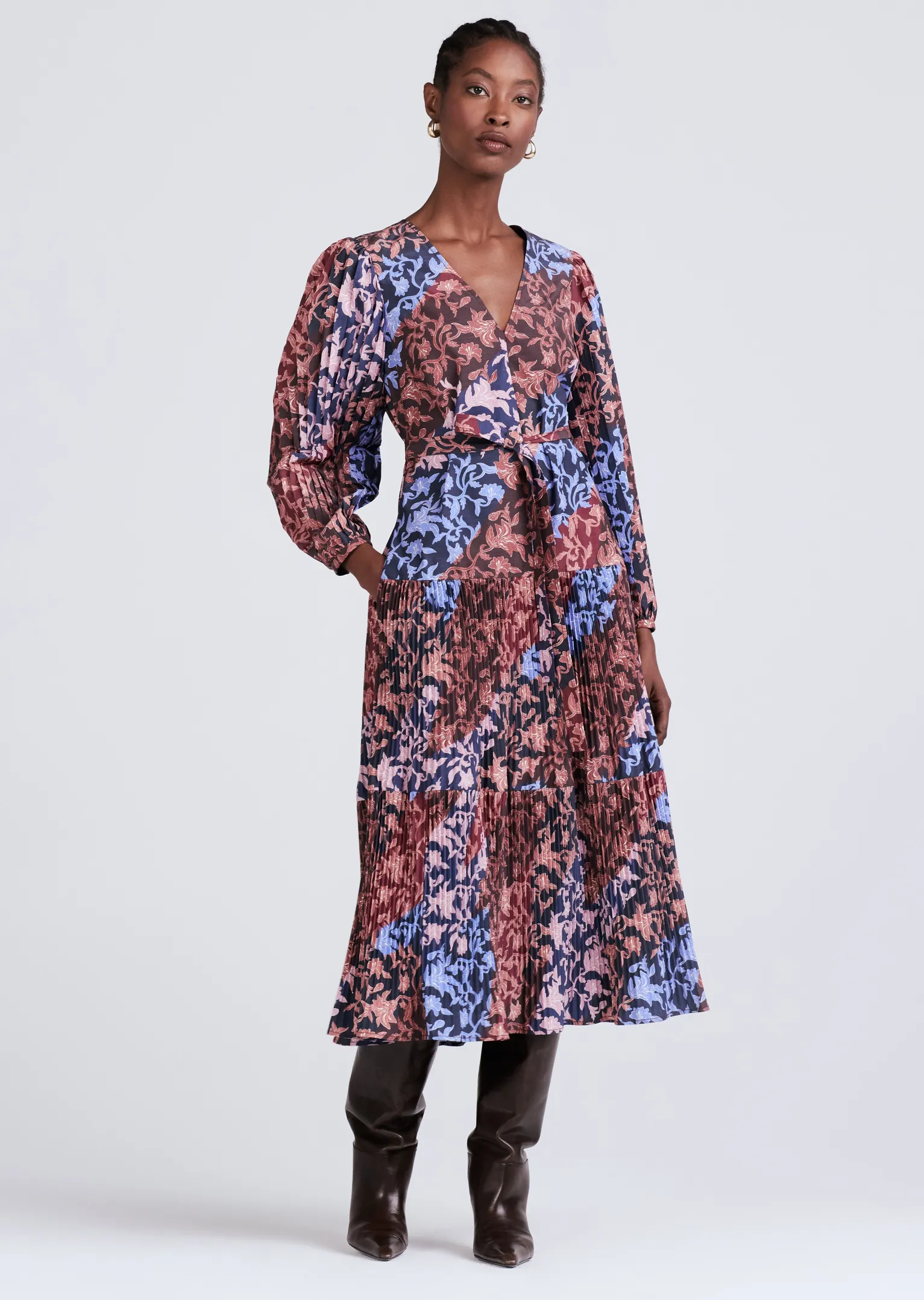 Women Derek Lam Dresses & Skirts<Ferris Pleated V-Neck Midi Dress