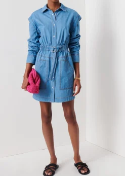 Women Derek Lam Dresses & Skirts<Hadley Ruched Sleeve Shirt Dress
