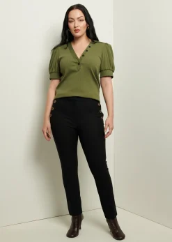 Women Derek Lam Essentials<Heather V-Neck Puff Sleeve T-Shirt
