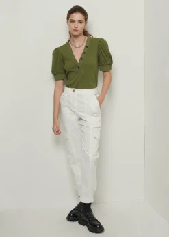Women Derek Lam Essentials<Heather V-Neck Puff Sleeve T-Shirt