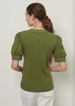 Women Derek Lam Essentials<Heather V-Neck Puff Sleeve T-Shirt