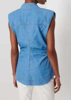 Women Derek Lam Essentials<Ivy Sleeveless Ruched Button Down Shirt