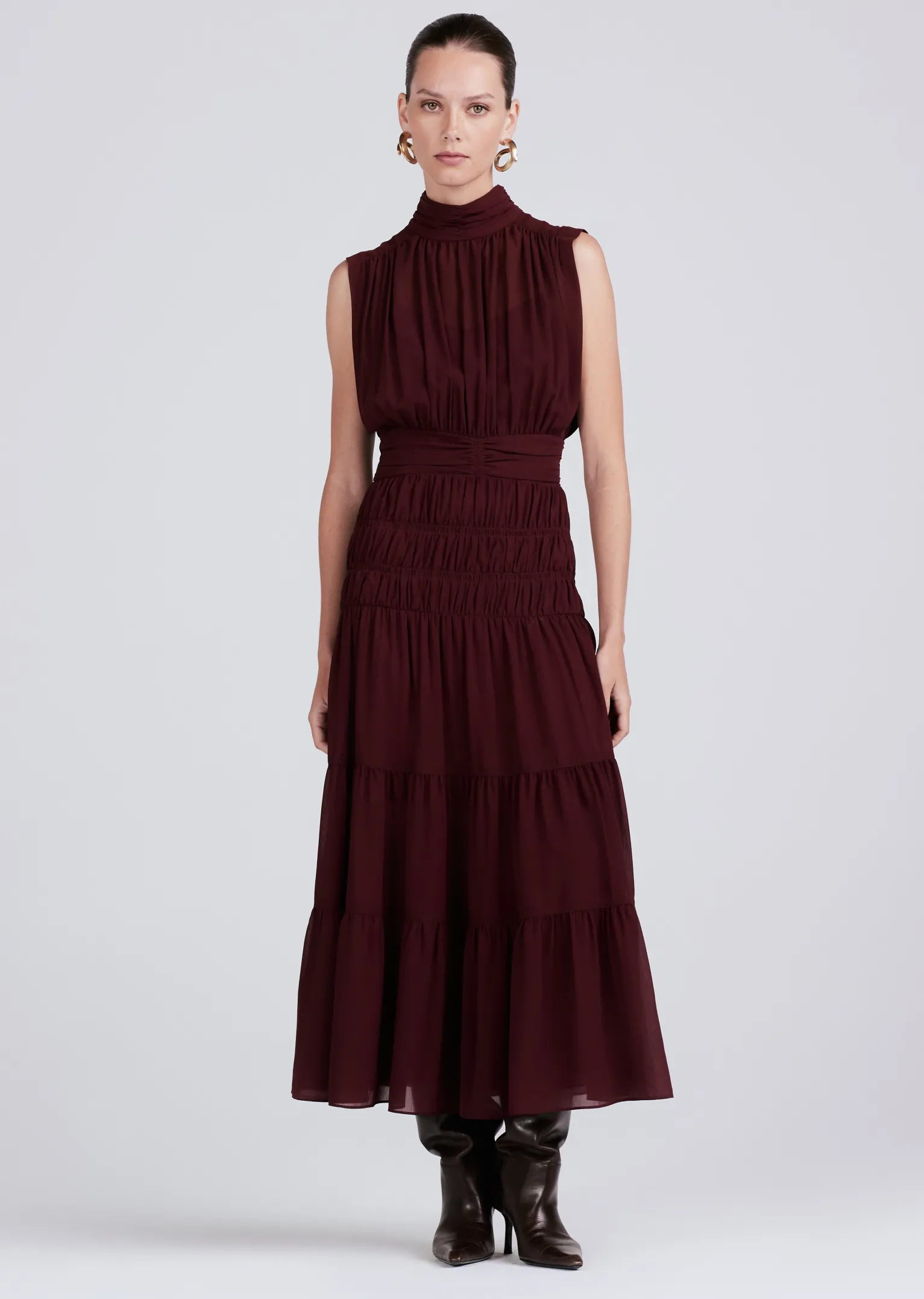 Women Derek Lam Dresses & Skirts<Junia Rouched Sleeveless Midi Dress