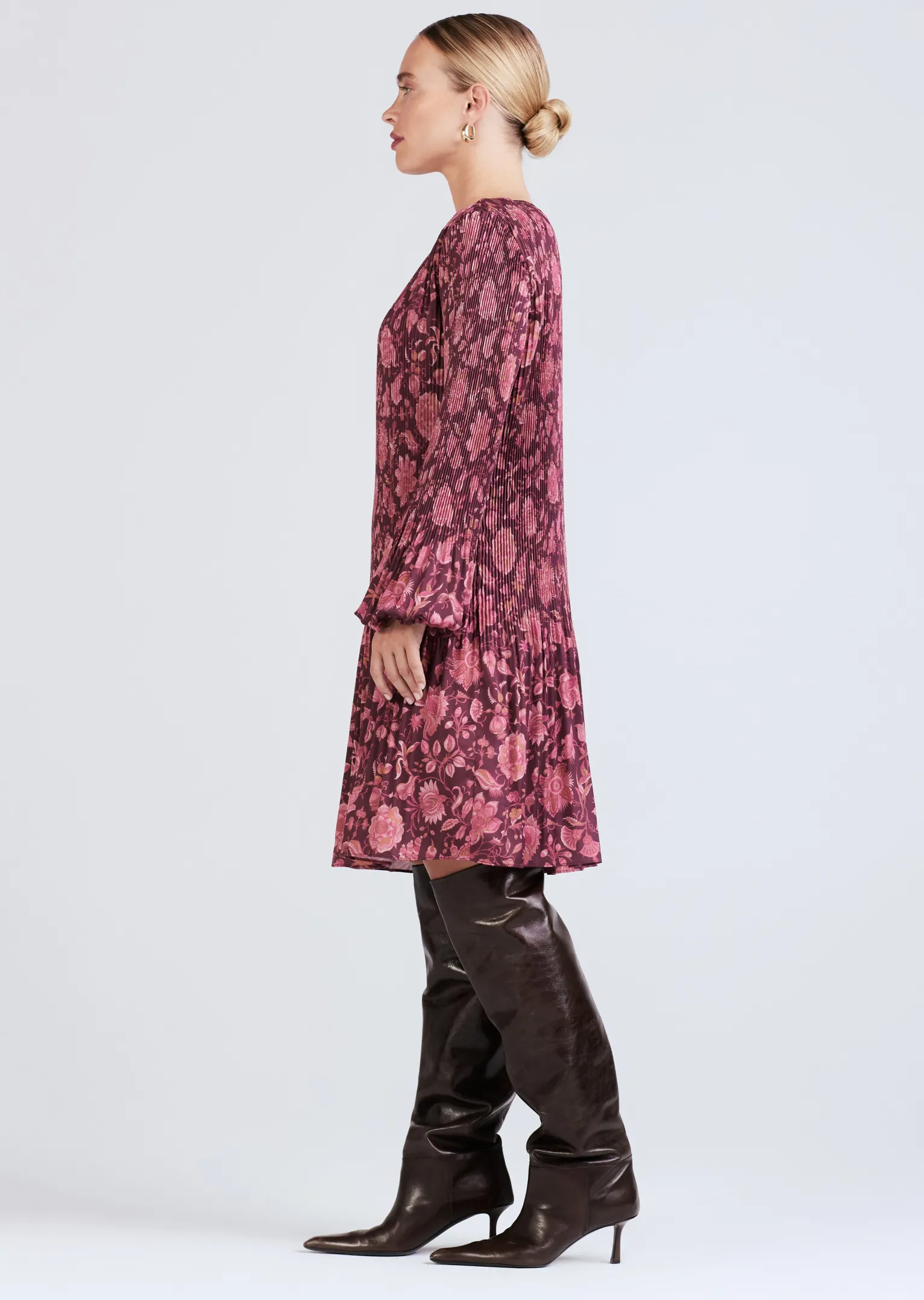 Women Derek Lam Dresses & Skirts<Katerina Pleated Long Sleeve Mini Dress