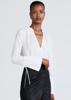 Women Derek Lam Tops<Lila Long Sleeve V-Neck Top