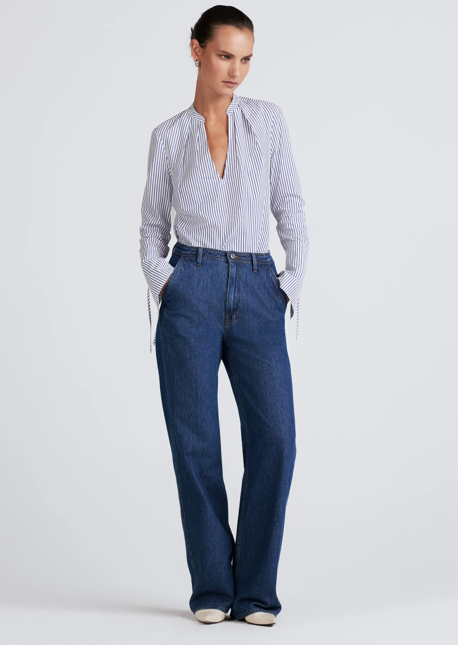 Women Derek Lam Tops<Lila Long Sleeve V-Neck Top