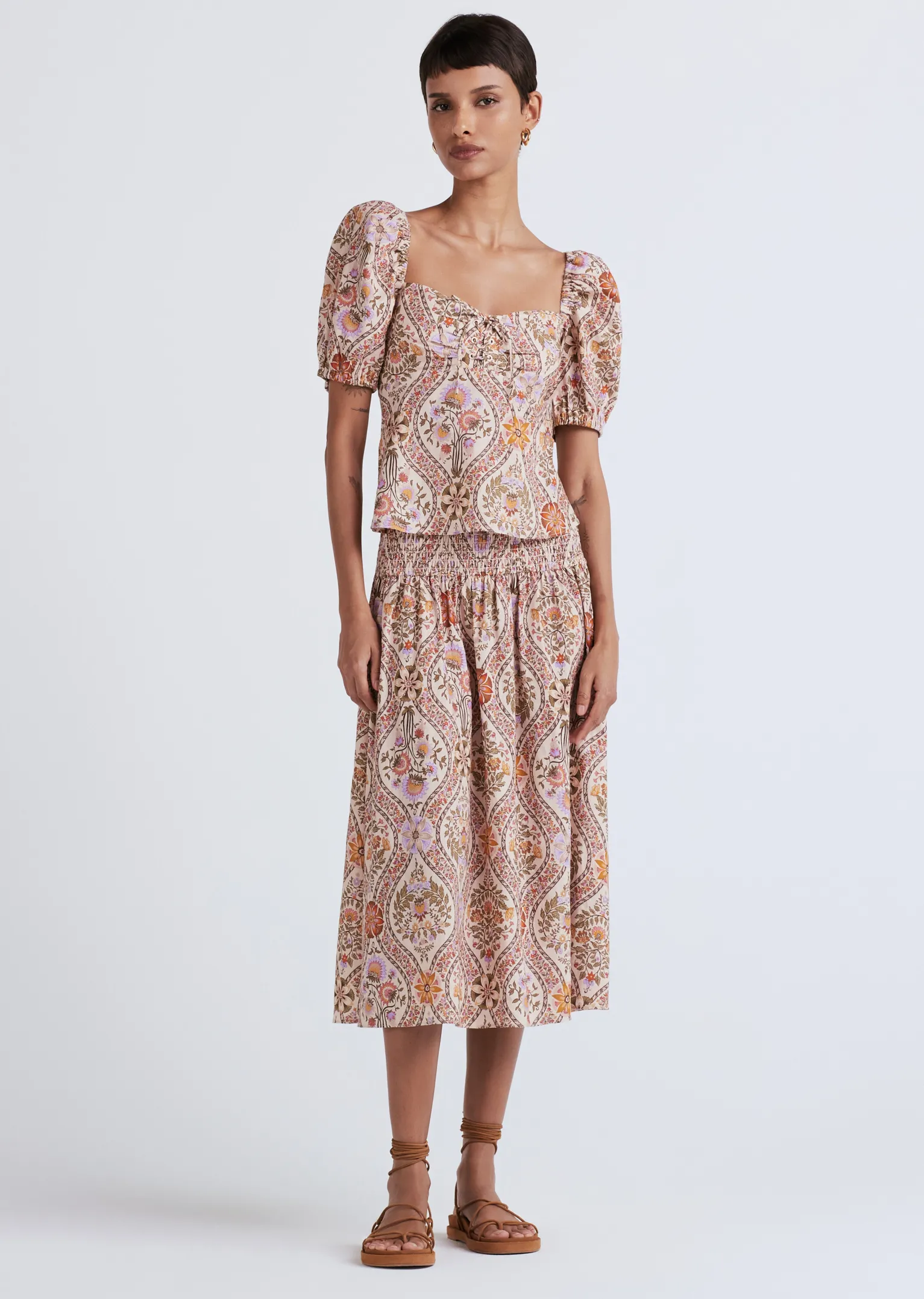 Women Derek Lam Tops<Melanie Puff Sleeve Lace-Up Top