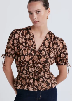 Women Derek Lam Tops<Rhea Puff Sleeve V-Neck Top