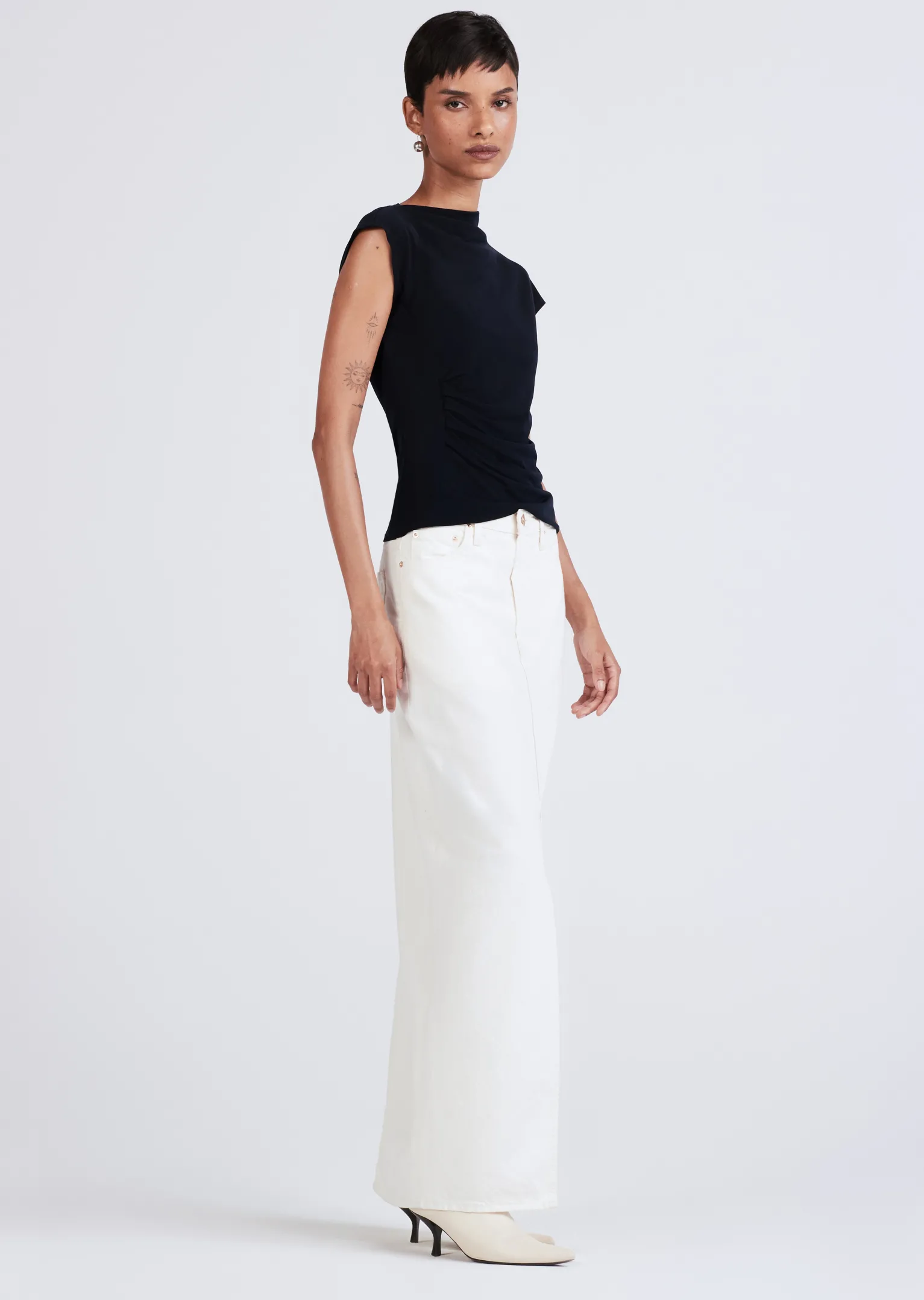 Women Derek Lam Tops<Sasha Cap Sleeve Ruched Tee