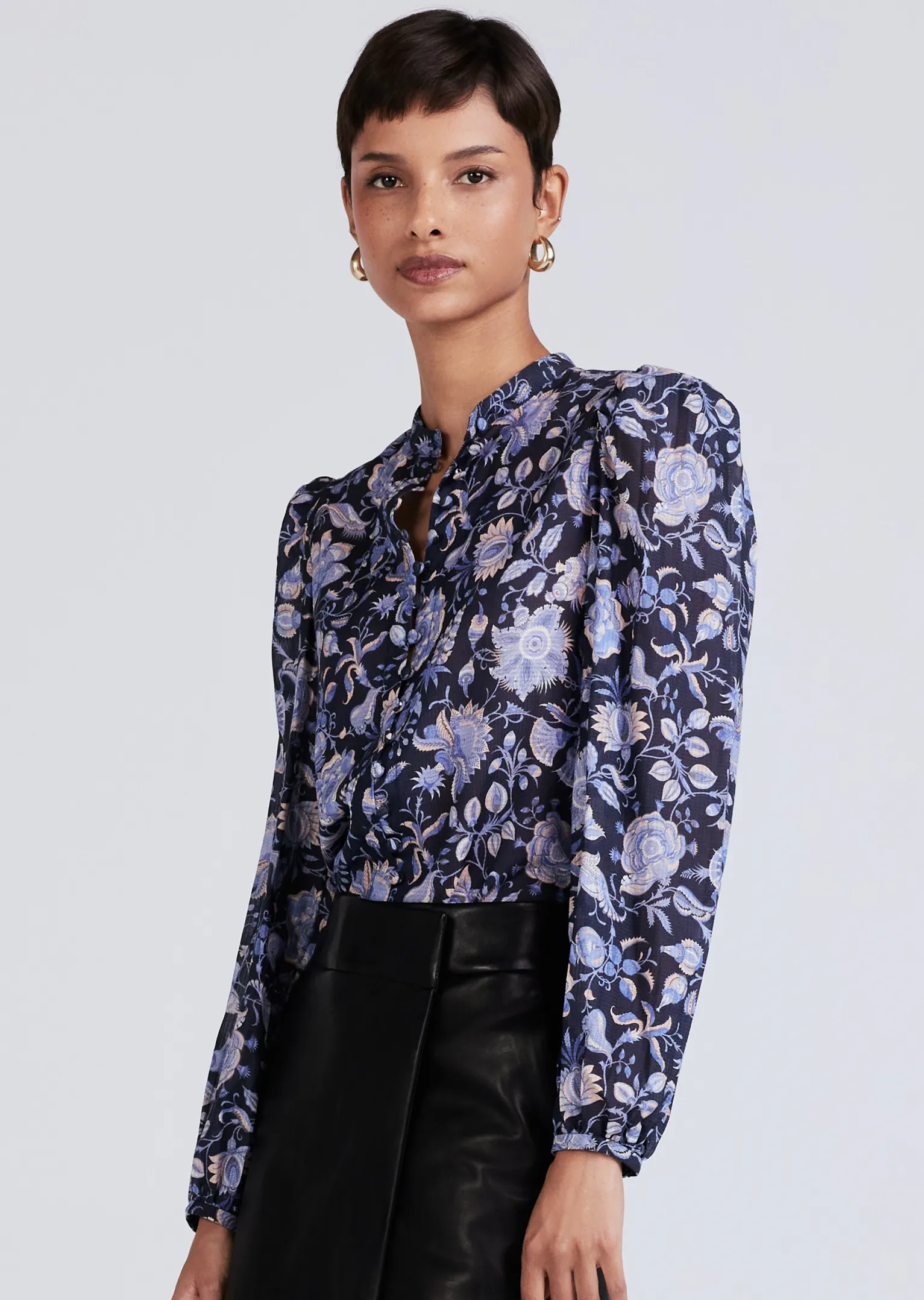 Women Derek Lam Tops<Savannah Pleated Sleeve Button Down Blouse