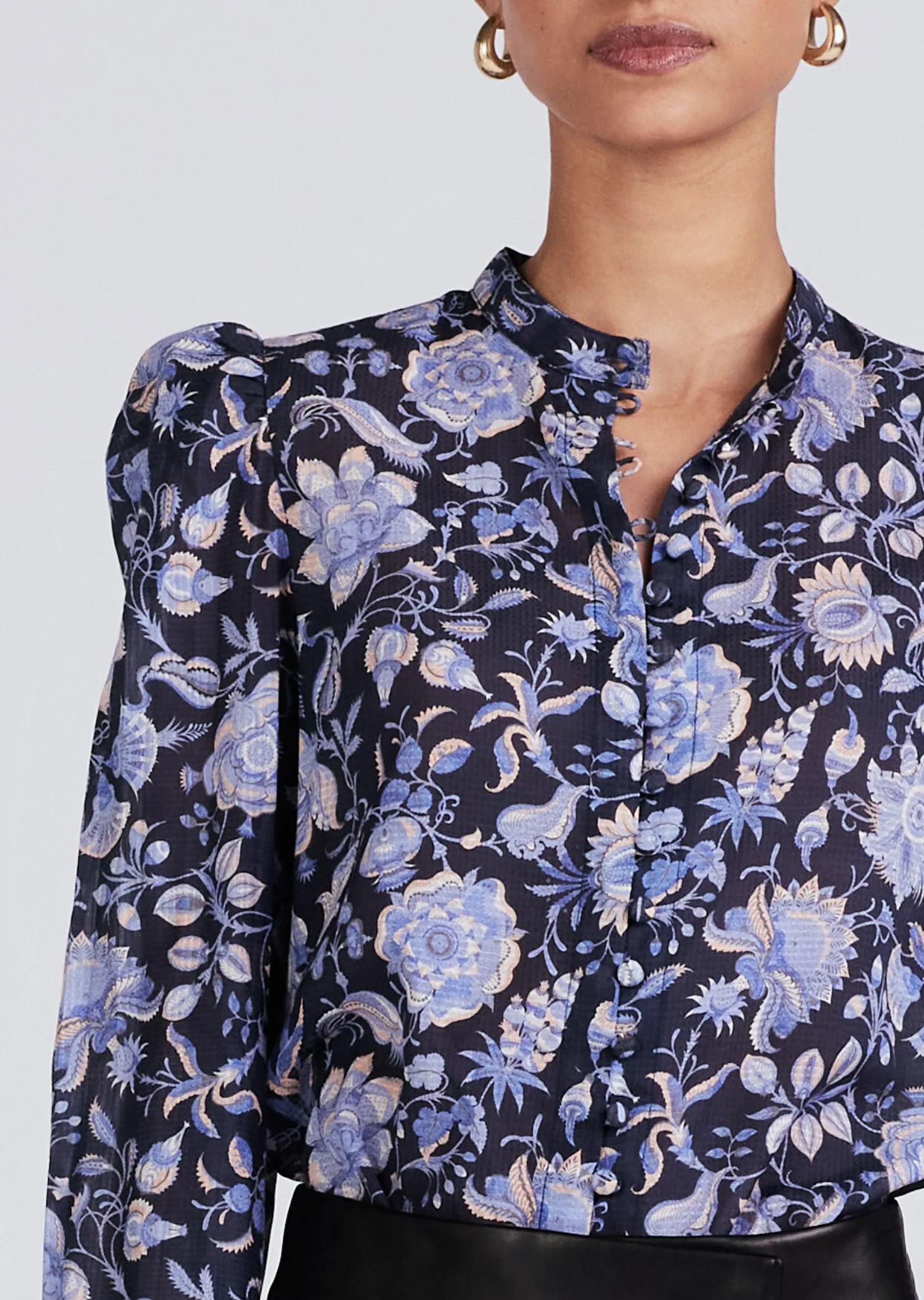 Women Derek Lam Tops<Savannah Pleated Sleeve Button Down Blouse