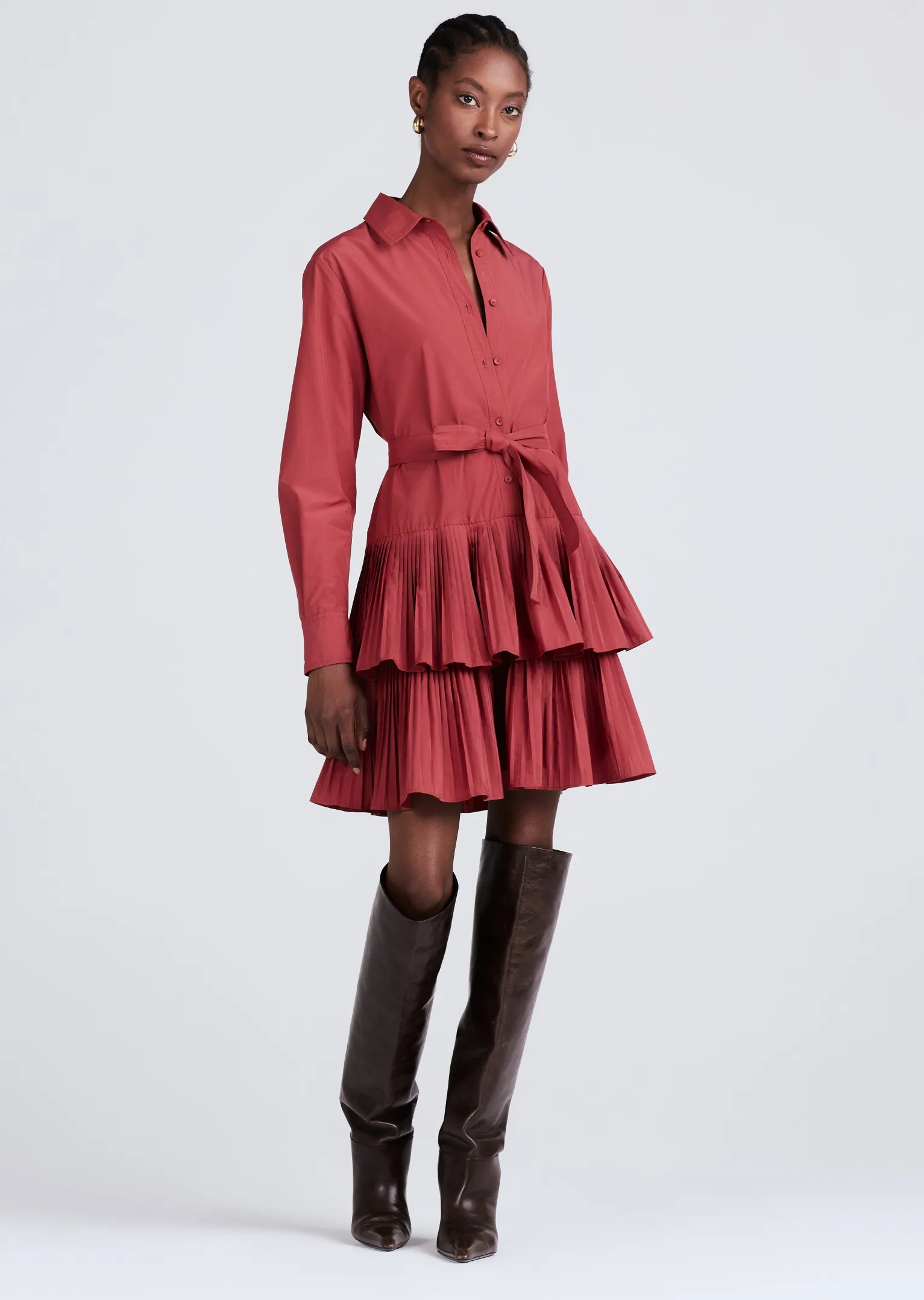 Women Derek Lam Dresses & Skirts<Sterling Long Sleeve Pleated Mini Dress