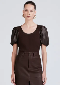 Women Derek Lam Tops<Willa Contrast Balloon Sleeve Top