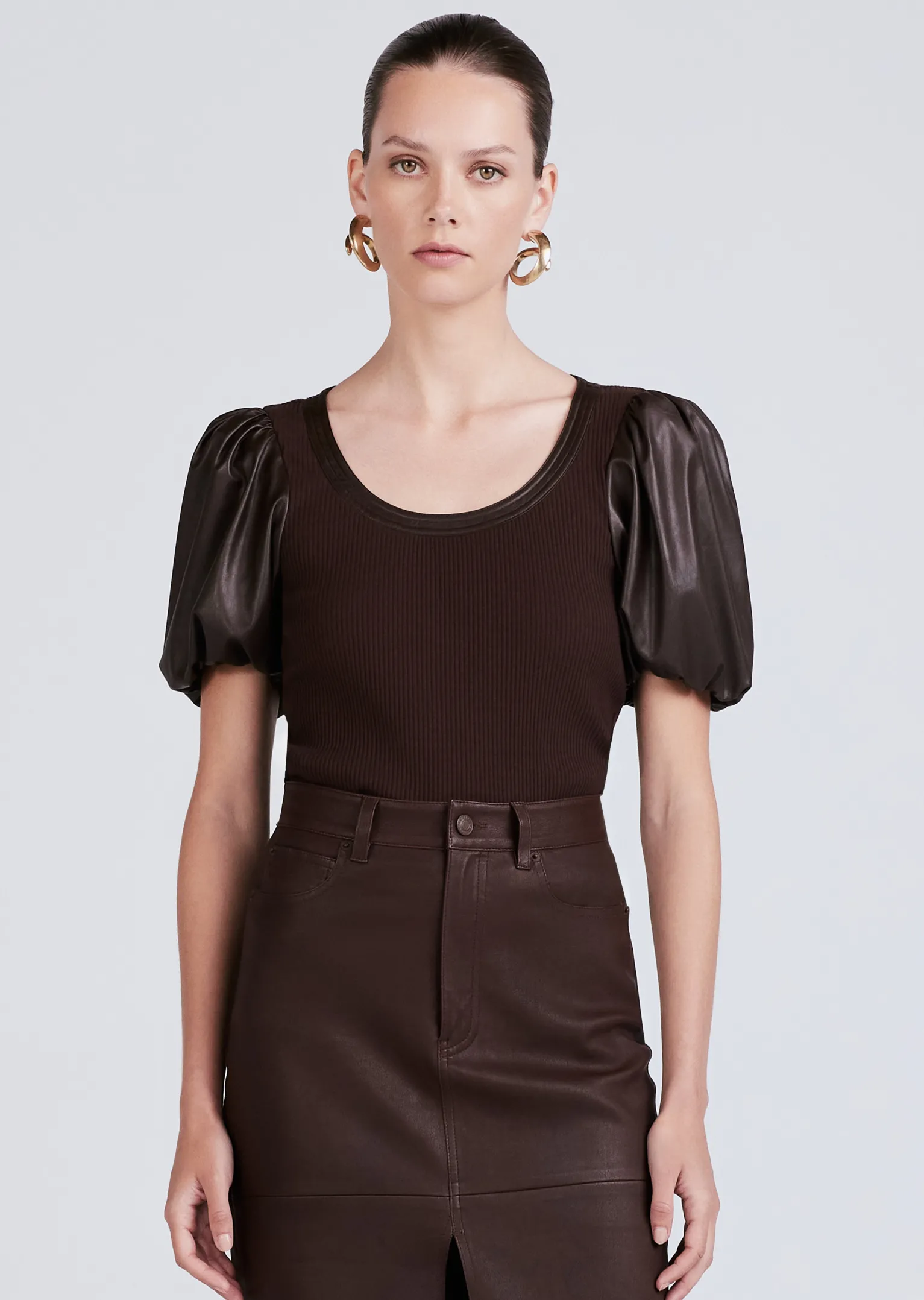 Women Derek Lam Tops<Willa Contrast Balloon Sleeve Top